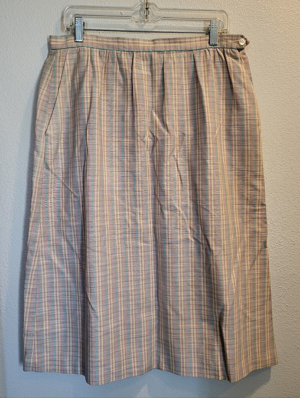 Vintage York Fair Pastel Plaid Midi Pencil Skirt Women's Size 18